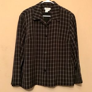 DUE per DUE Black 100% Silk Plaid Jacket Size 14W